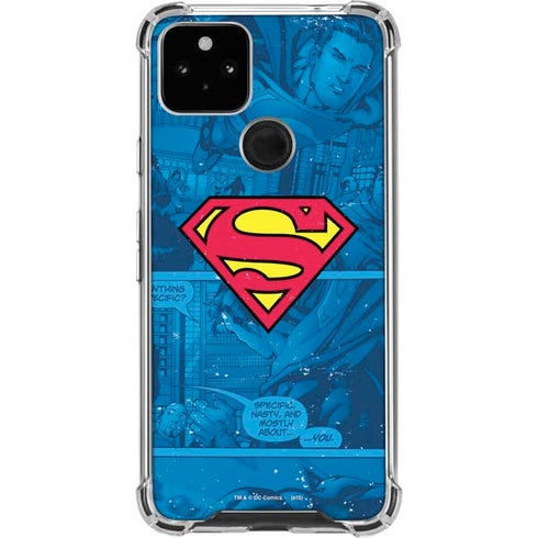 DC Comics Superman Logo Background Pattern Google Pixel 5a 5G Clear Case